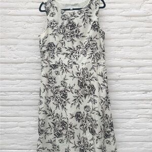 Ann Taylor White and Brown Sheath Midi Dress Sleeveless